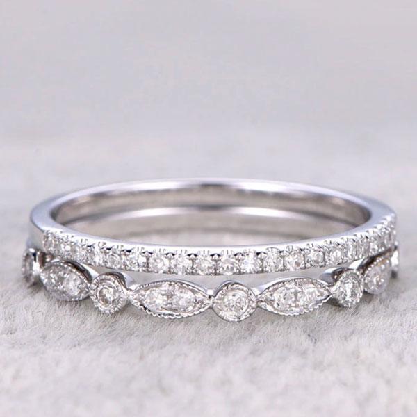 Stackable 1.2ct Diamond Wedding Band – White & Rose Gold