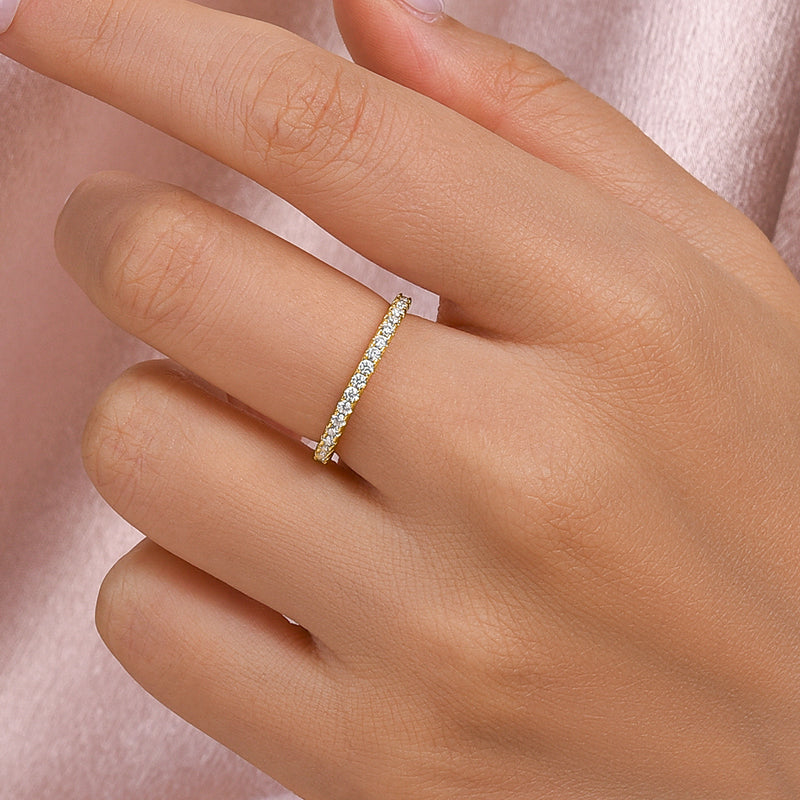 Tri-Gold Plated 925 Silver Moissanite Ring - 0.5ct Round White