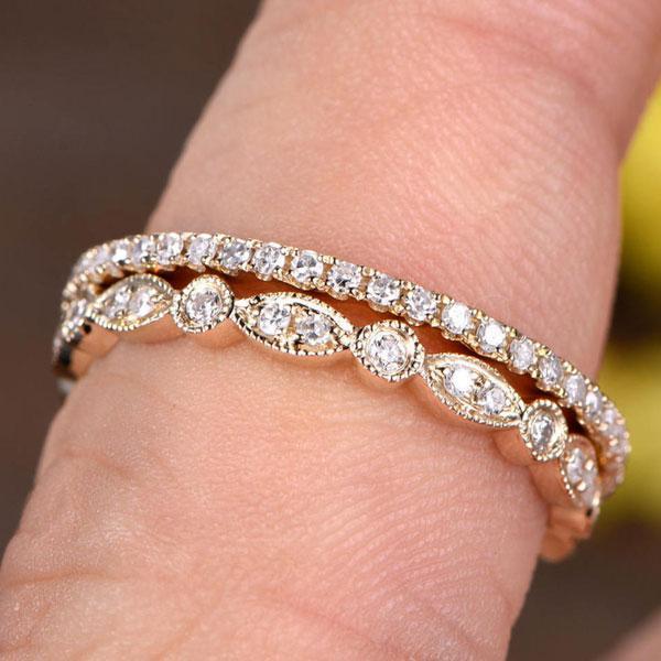 1.2 Carat Round Cut Diamond Wedding Band - Sterling Silver