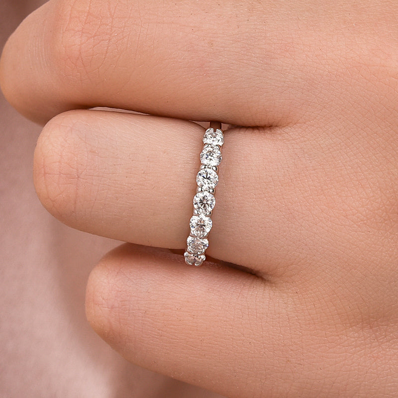0.7Ct Round Cut Moissanite Ring - White Gold Plated