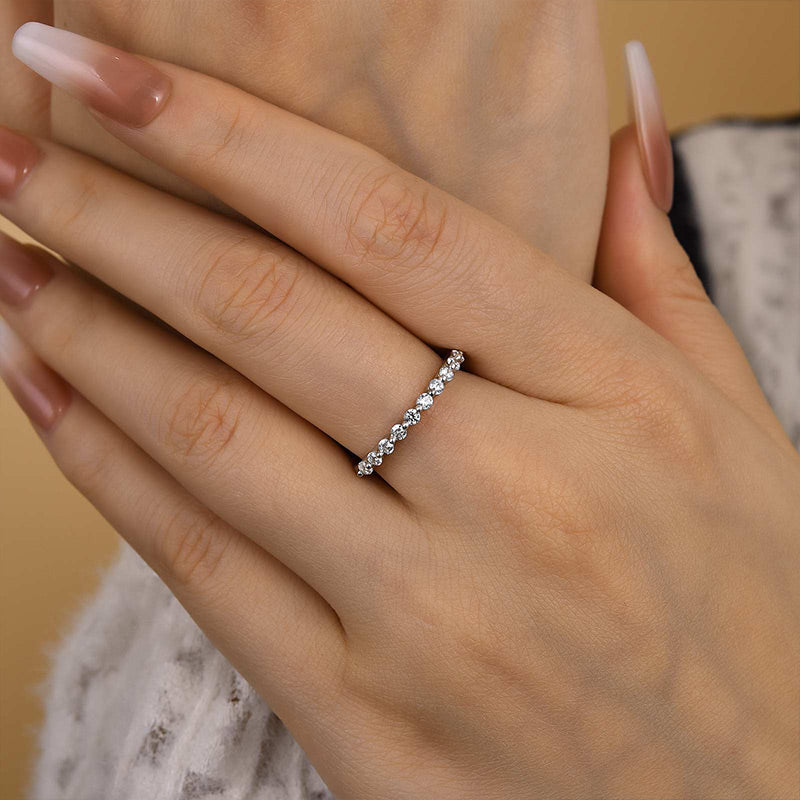 0.4Ct Moissanite Band Ring - White/Yellow Gold Plated 925 Silver