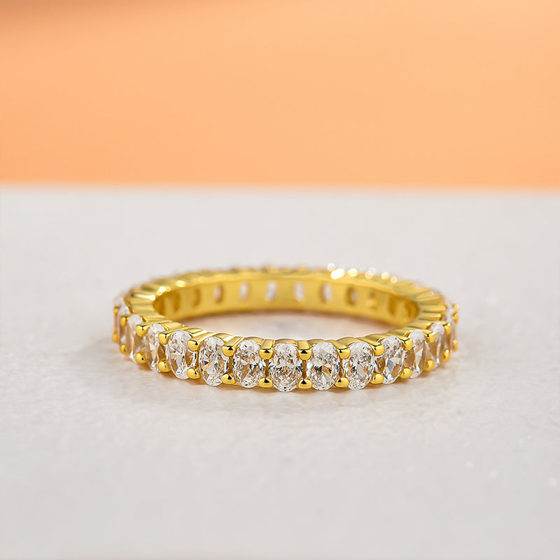Eternity Oval Cut Simulated Diamond Wedding Band for Women – Sterling Silver