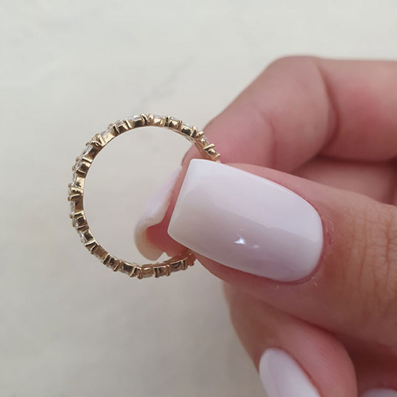 2.0 Carat Simulated Diamond Band in 18K Gold-Plated Sterling Silver