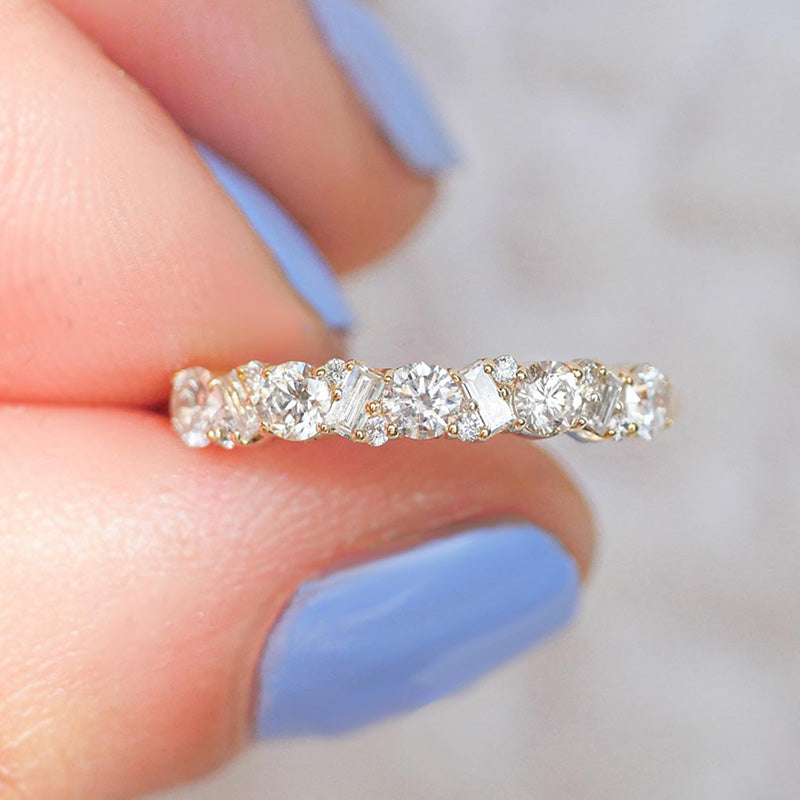 925 Silver Gold Plated 1.5ct Mixed Cut Diamond Band