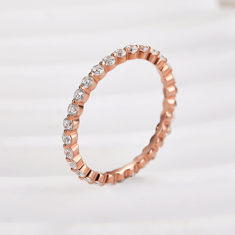 925 Silver Tri-Gold Plated Eternity Band with 1.0ct Simulated Diamonds