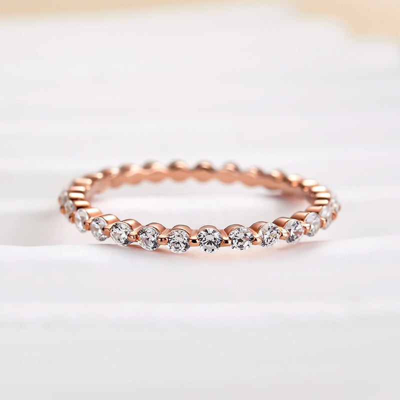 925 Silver Tri-Gold Plated Eternity Band with 1.0ct Simulated Diamonds