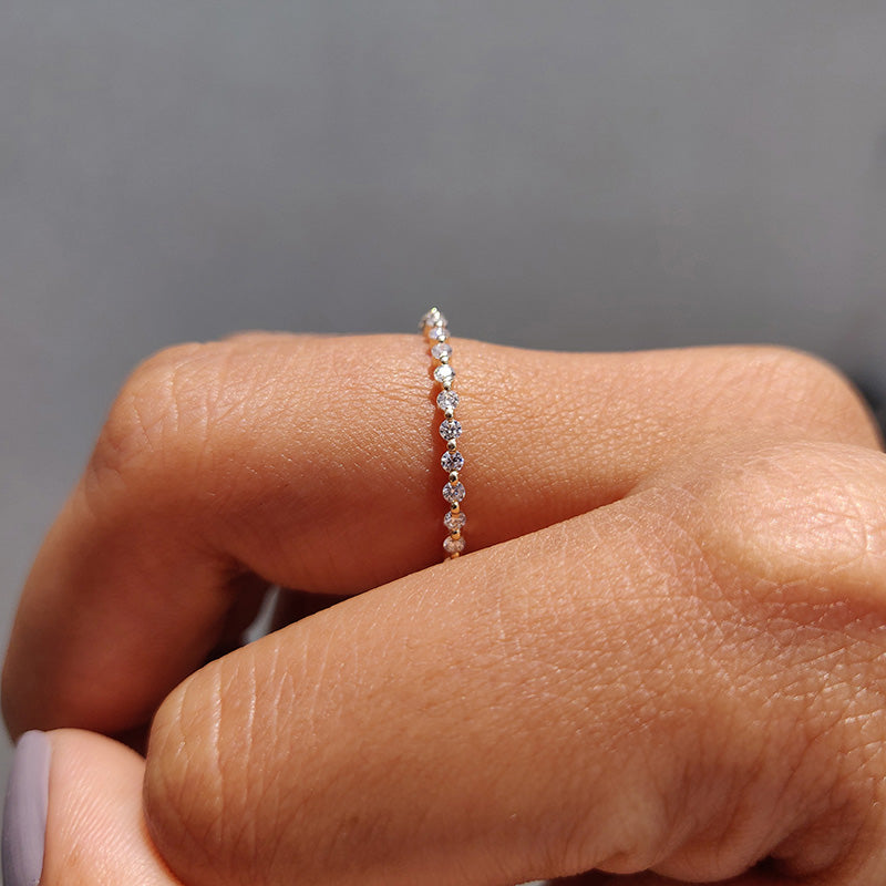 925 Silver Tri-Gold Plated Eternity Band with 1.0ct Simulated Diamonds