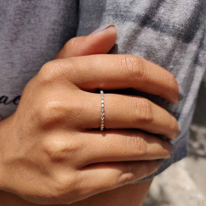 925 Silver Tri-Gold Plated Eternity Band with 1.0ct Simulated Diamonds