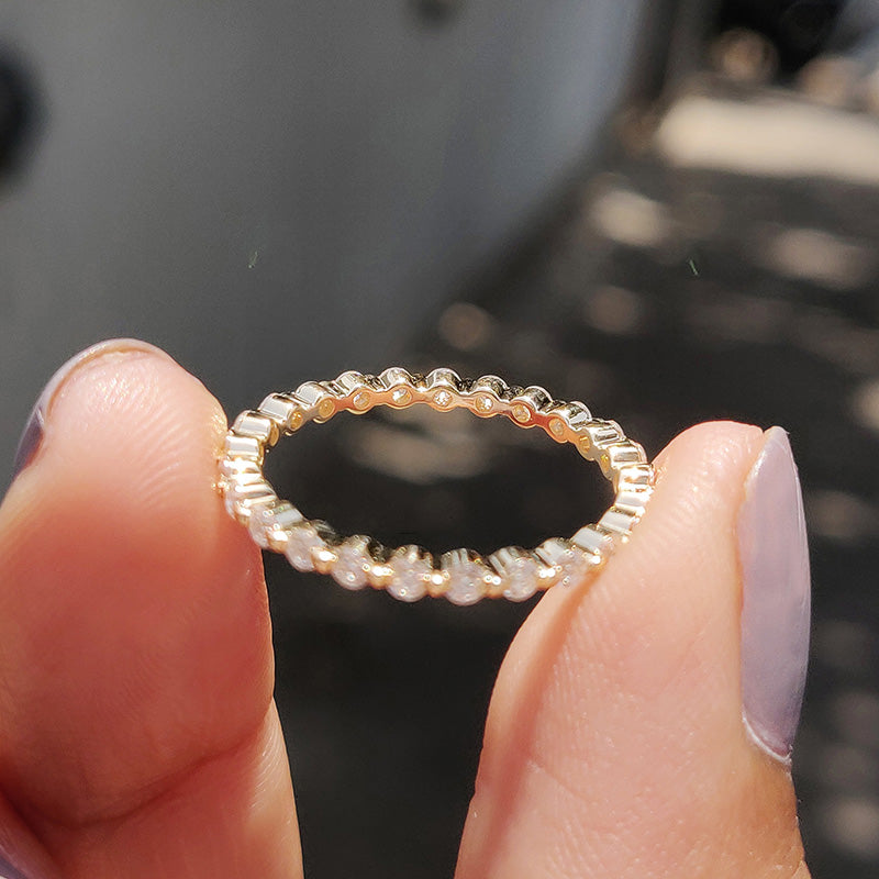 925 Silver Tri-Gold Plated Eternity Band with 1.0ct Simulated Diamonds