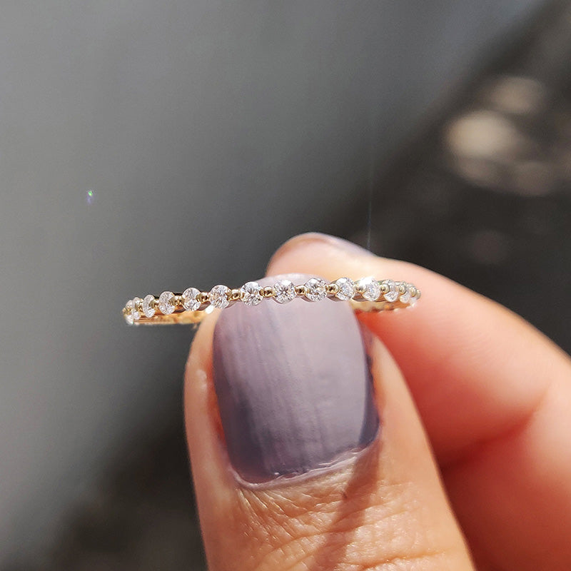 925 Silver Tri-Gold Plated Eternity Band with 1.0ct Simulated Diamonds