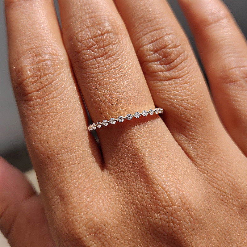 925 Silver Tri-Gold Plated Eternity Band with 1.0ct Simulated Diamonds