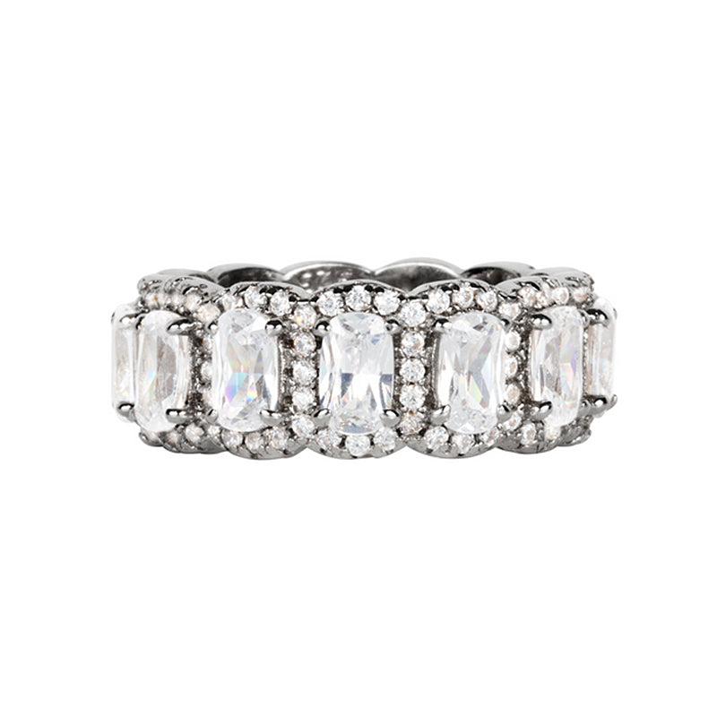 9.6ct Cushion & Round Diamond Band - Rose/White Gold
