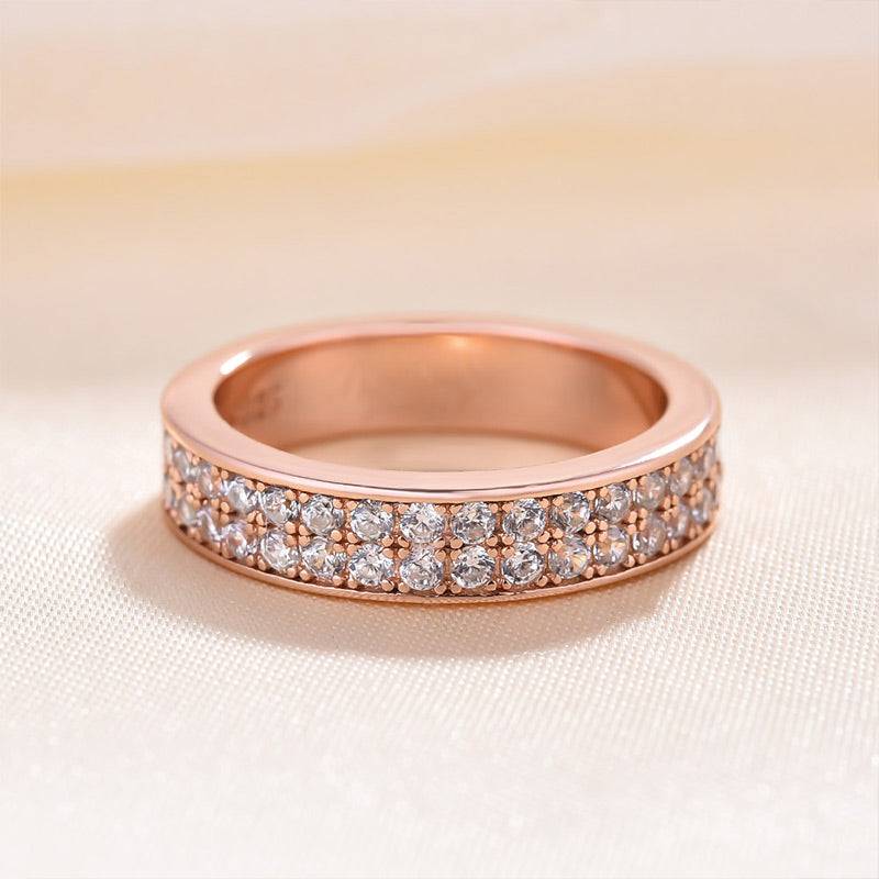 1.0ct Round Cut Simulated Diamond Wedding Band - Rose/Yellow/White Gold