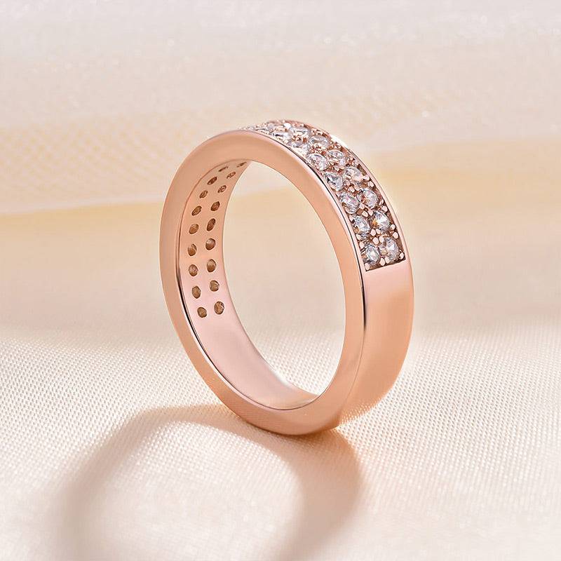 1.0ct Round Cut Simulated Diamond Wedding Band - Rose/Yellow/White Gold