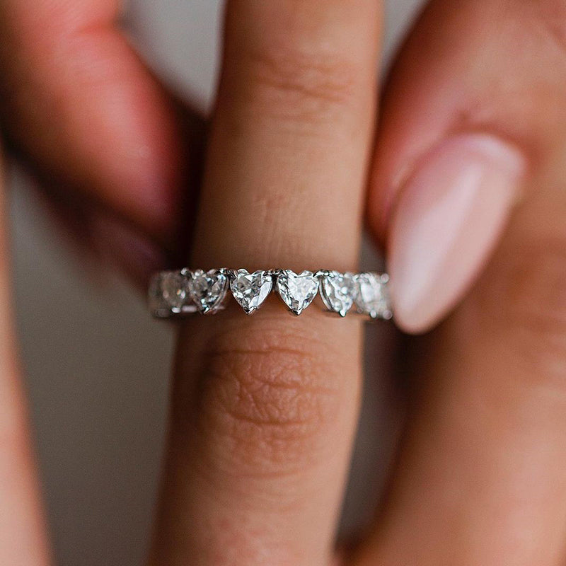 Heart-Shaped Women's Wedding Band, Sterling Silver with Timeless Elegance