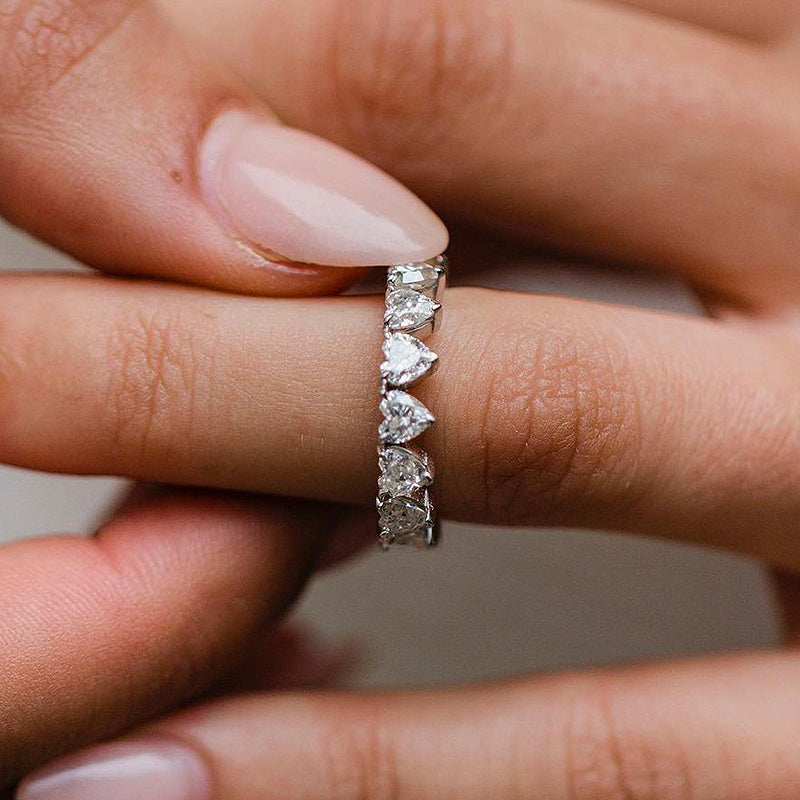 Heart-Shaped Women's Wedding Band, Sterling Silver with Timeless Elegance