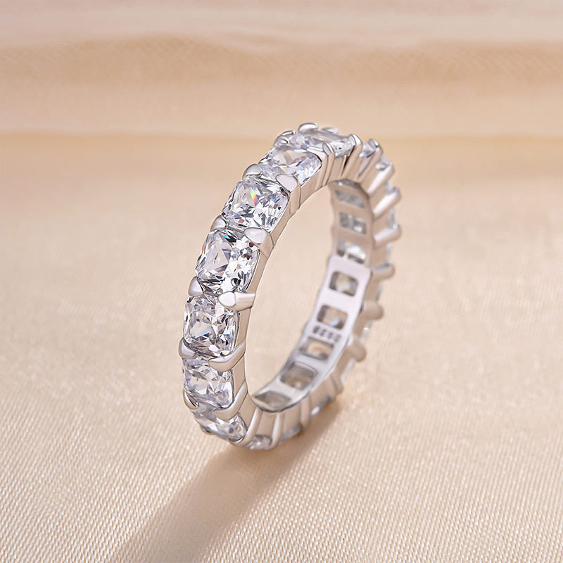 925 Silver Three-Tone 5ct Mixed Cut Diamond Wedding Band