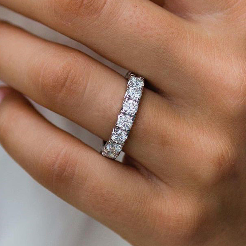 4.3Ct Round Cut Wedding Band - 925 Silver White Gold Plated