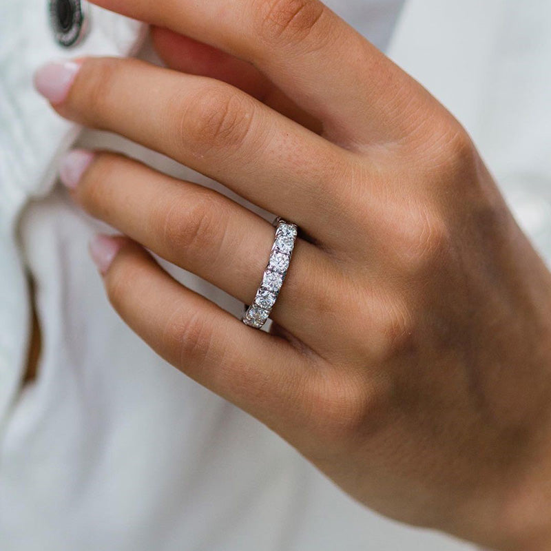 4.3Ct Round Cut Wedding Band - 925 Silver White Gold Plated