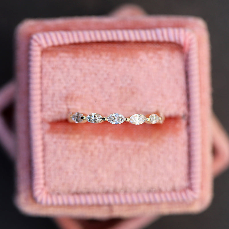 925 Silver Two-Tone 1ct Marquise Diamond Band