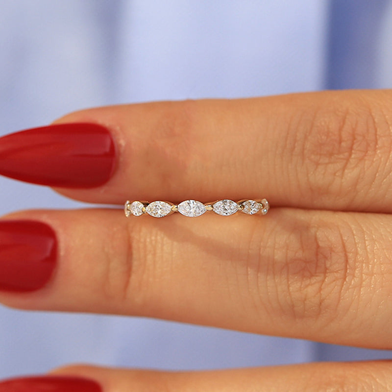 925 Silver Two-Tone 1ct Marquise Diamond Band