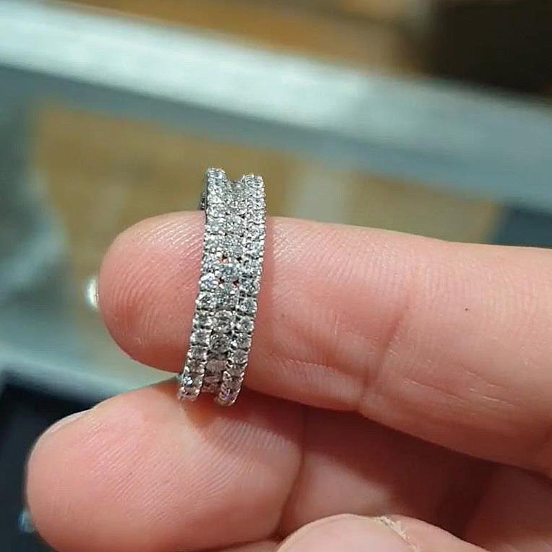 2.0ct Simulated Diamond Wedding Band in Sterling Silver & White Gold