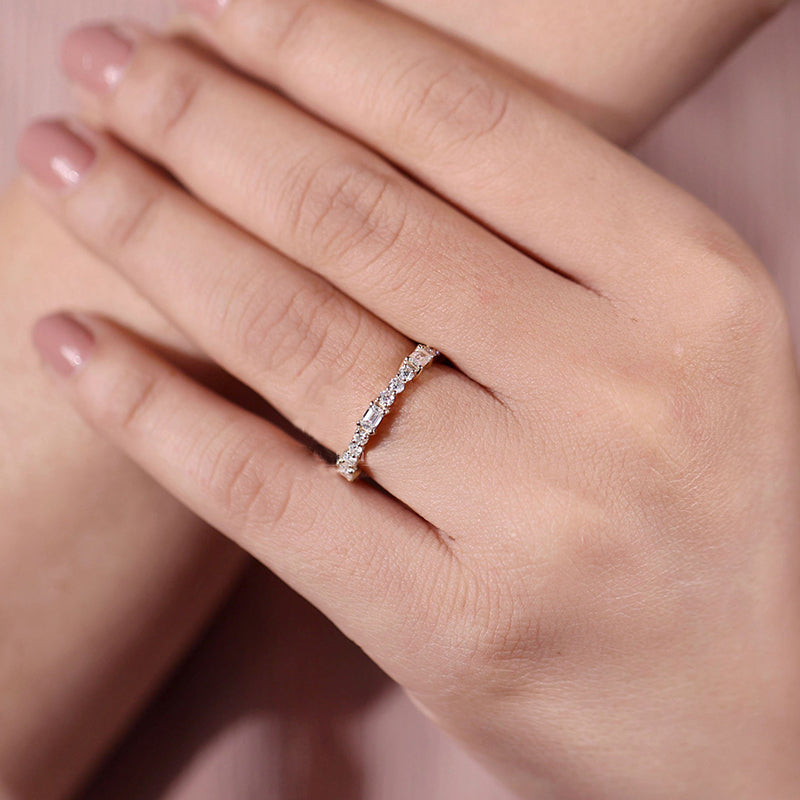 3.0ct Mixed-Cut Simulated Diamond Band in Sterling Silver & Gold