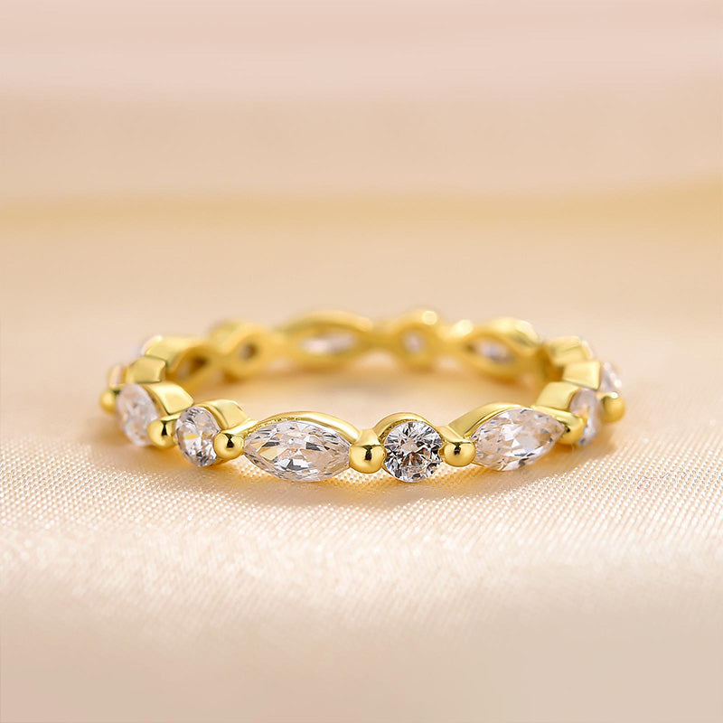 1.5Ct Marquise & Round Cut Band 925 Silver Two-Tone