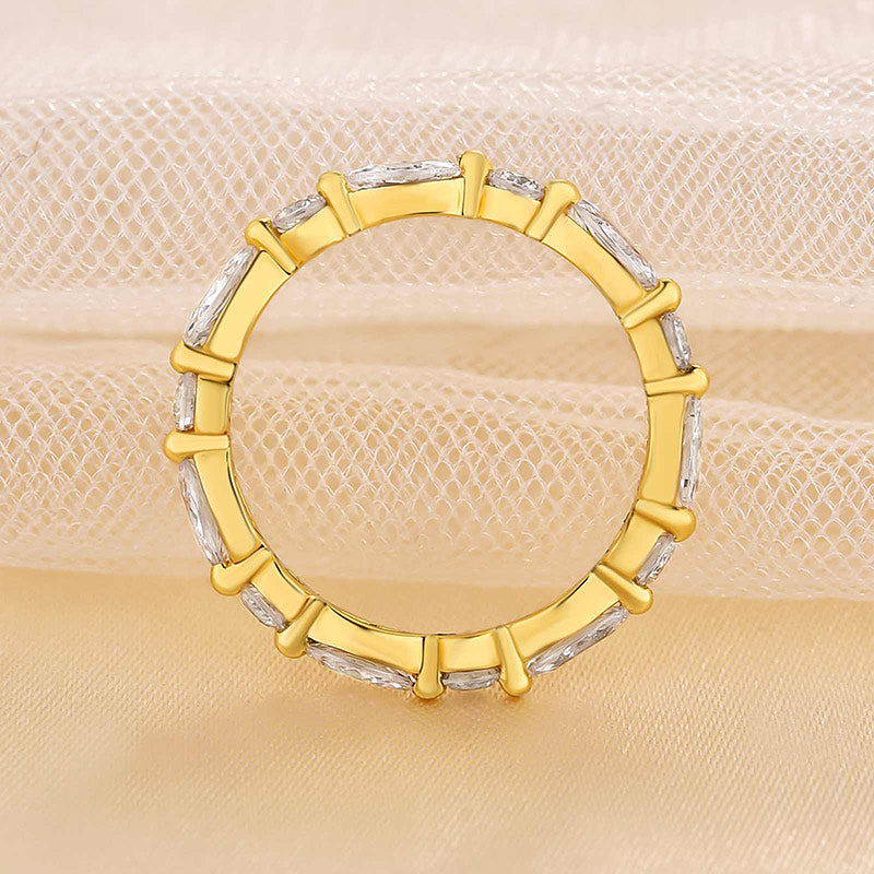 1.5Ct Marquise & Round Cut Band 925 Silver Two-Tone