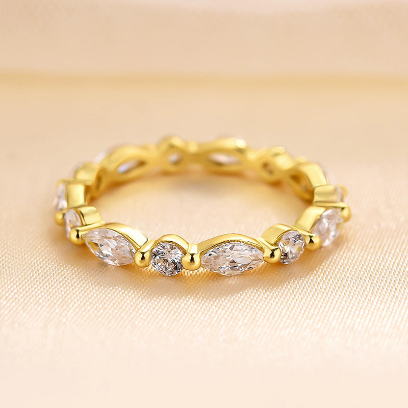 1.5Ct Marquise & Round Cut Band 925 Silver Two-Tone