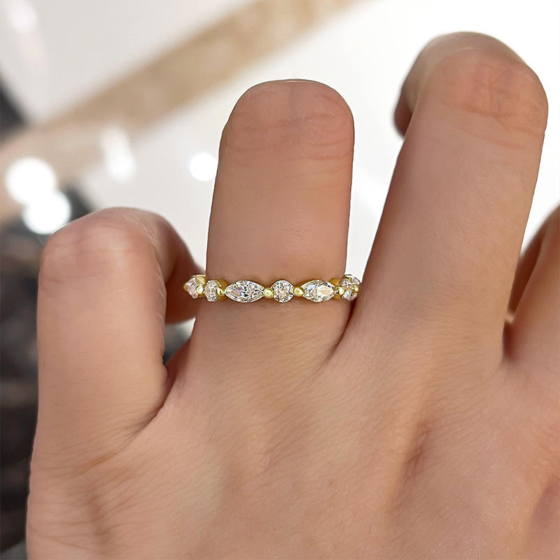 1.5Ct Marquise & Round Cut Band 925 Silver Two-Tone