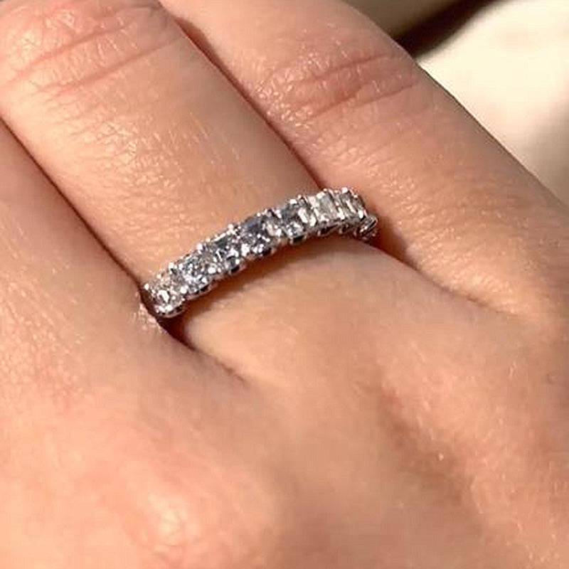 2.5Ct Asscher Cut Diamond Band 925 Silver White Gold