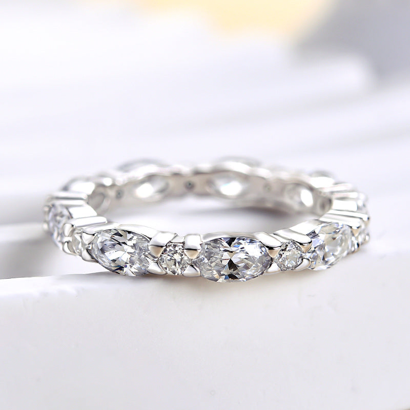 925 Silver Two-Tone 2.5ct Oval Diamond Wedding Band