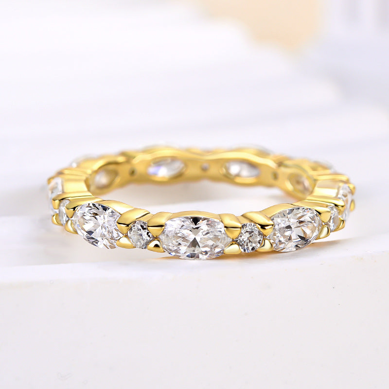 925 Silver Two-Tone 2.5ct Oval Diamond Wedding Band