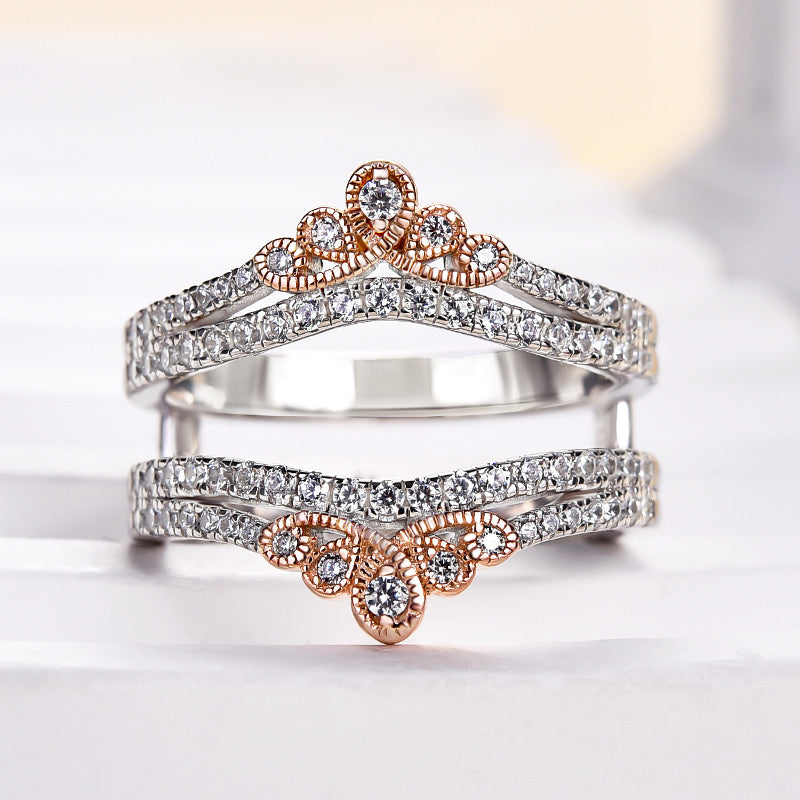 925 Silver White & Rose Gold 1ct Sona Diamond Band