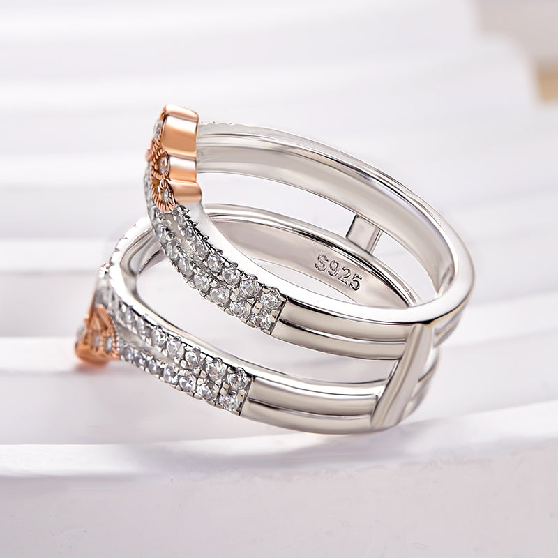 925 Silver White & Rose Gold 1ct Sona Diamond Band