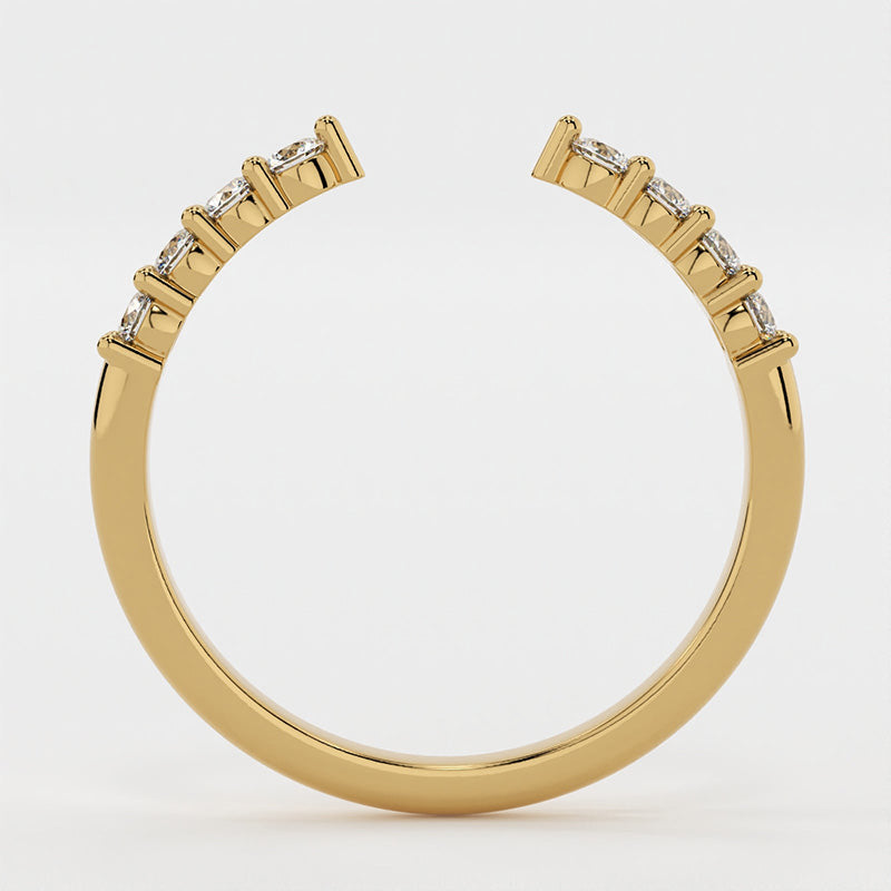 925 Silver Gold Plated Open Wedding Band with 0.3ct Simulated Diamonds