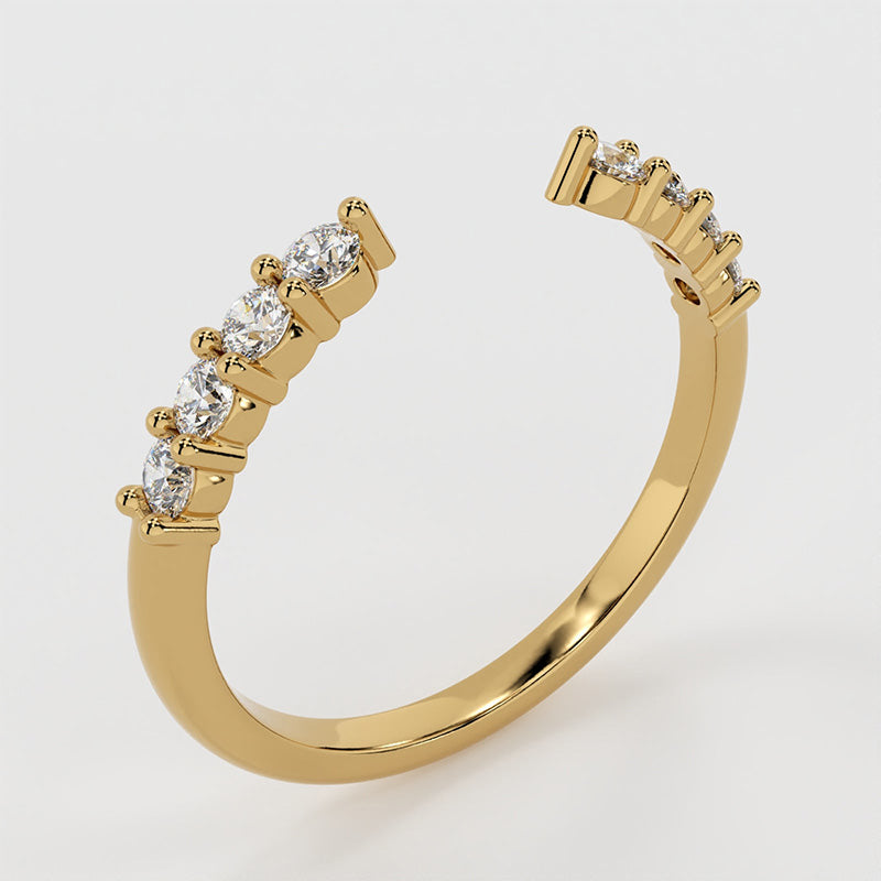 925 Silver Gold Plated Open Wedding Band with 0.3ct Simulated Diamonds