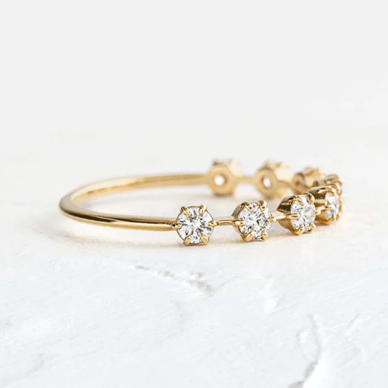 925 Silver Gold Plated 0.5ct Round Diamond Wedding Band