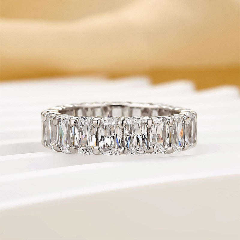 7.5Ct Cushion Cut Simulated Diamond Eternity Wedding Band in Sterling Silver