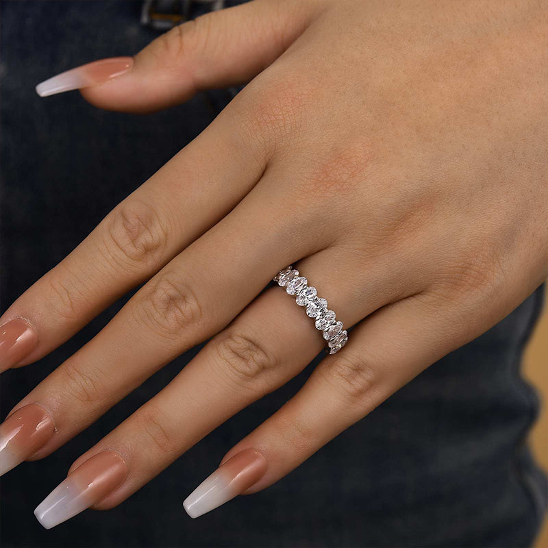 6.5Ct Oval Cut Diamond Band 925 Silver Three Gold Options