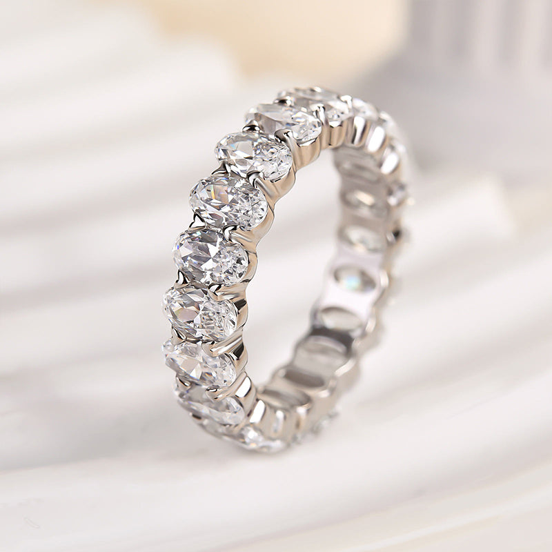 6.5Ct Oval Cut Diamond Band 925 Silver Three Gold Options