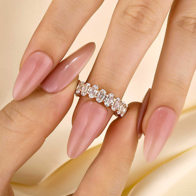 6.5Ct Oval Cut Diamond Band 925 Silver Three Gold Options