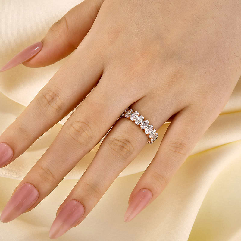 6.5Ct Oval Cut Diamond Band 925 Silver Three Gold Options