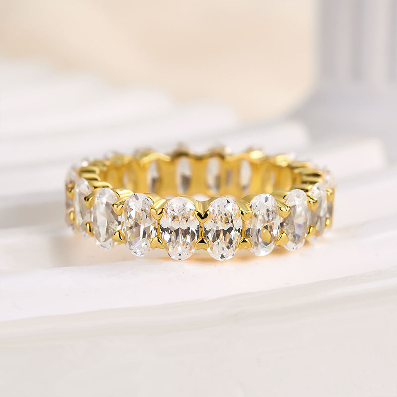 6.5Ct Oval Cut Diamond Band 925 Silver Three Gold Options