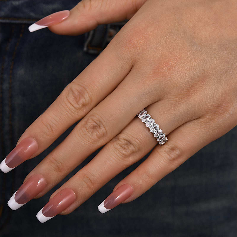3.0Ct Oval Cut Sona Diamond Wedding Band, Dual Gold Plated Sterling Silver