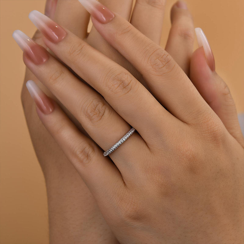 1Ct Round Cut Diamond Band 925 Silver Two-Tone
