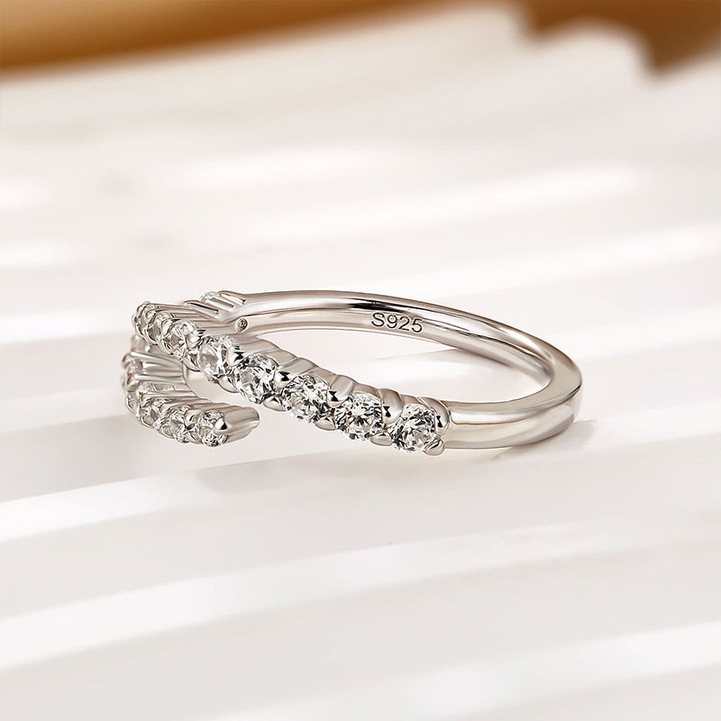 0.7Ct Open-End Minimalist Wedding Band in Sterling Silver