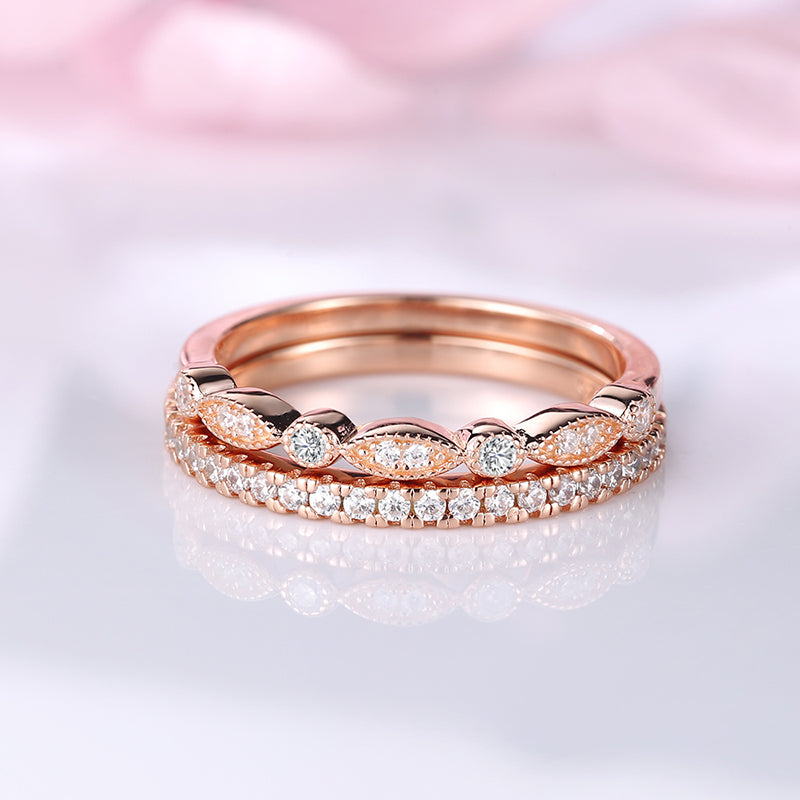 Stackable 1.2ct Diamond Wedding Band – White & Rose Gold