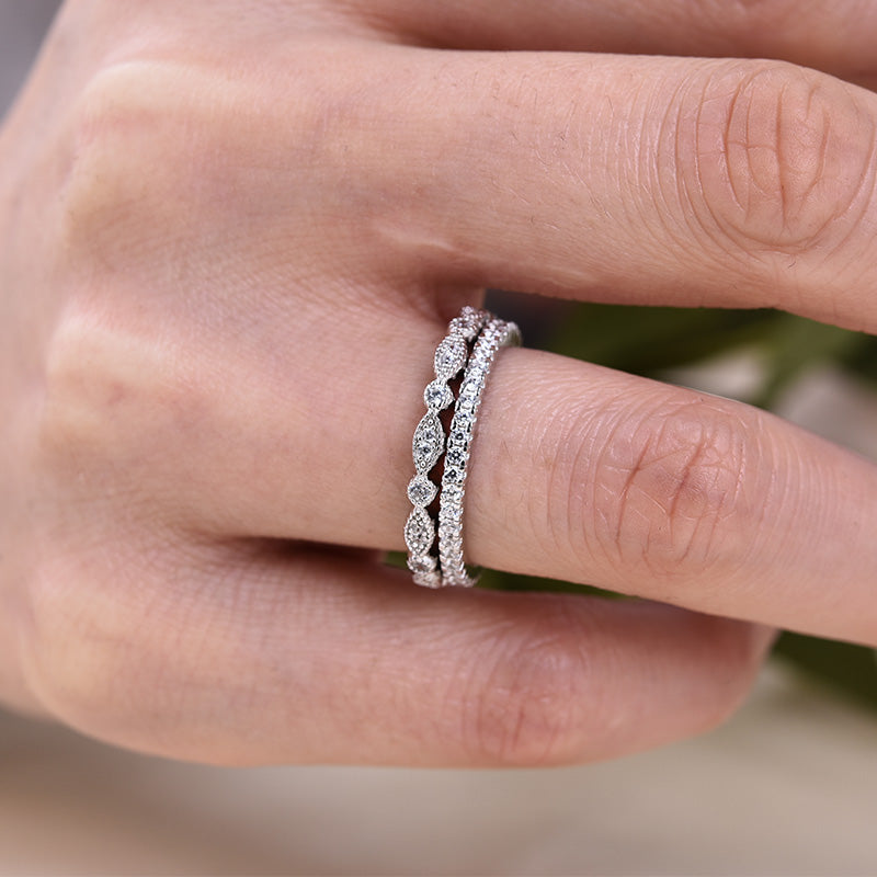 Stackable 1.2ct Diamond Wedding Band – White & Rose Gold